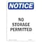 Signmission OSHA Notice, 5" Height, No Storage Permitted Sign, 5" X 3.5", Portrait OS-NS-D-35-V-14869 - alternate 1